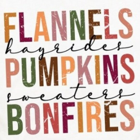 Flannels Pumpkins Hayrides S'mores and Bonfires Shirt - Picture 2 of 4